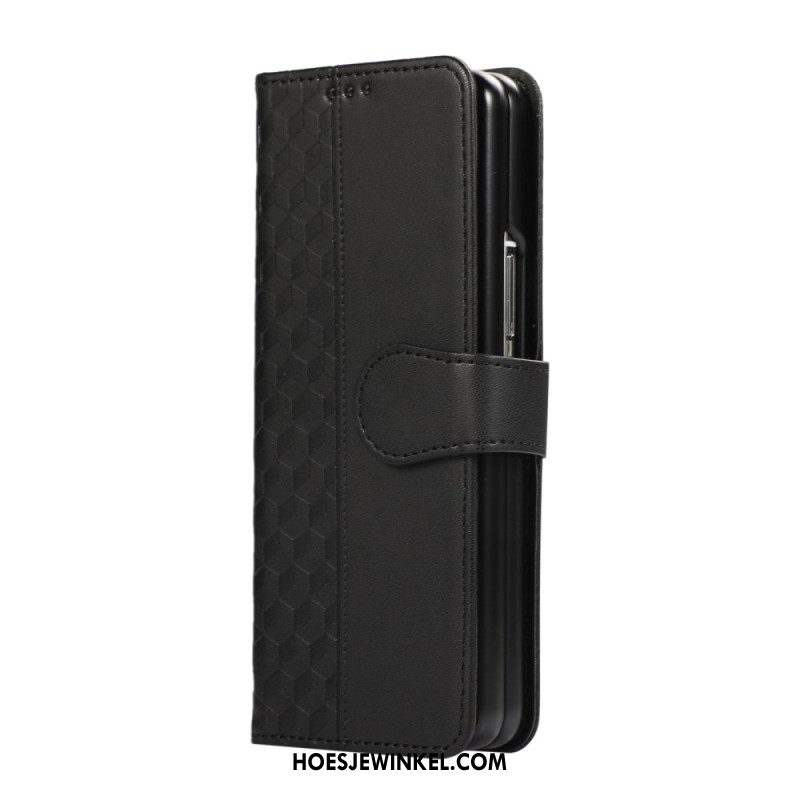 Leren Hoesje Samsung Galaxy Z Fold 7 Reliëfpatroon Met Riempje