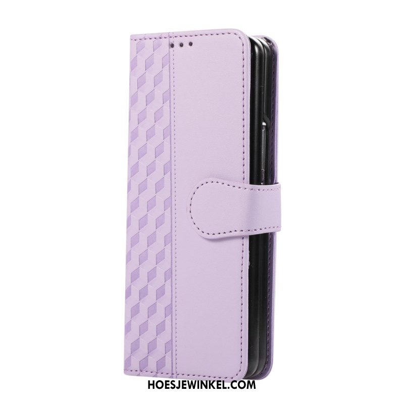 Leren Hoesje Samsung Galaxy Z Fold 7 Reliëfpatroon Met Riempje
