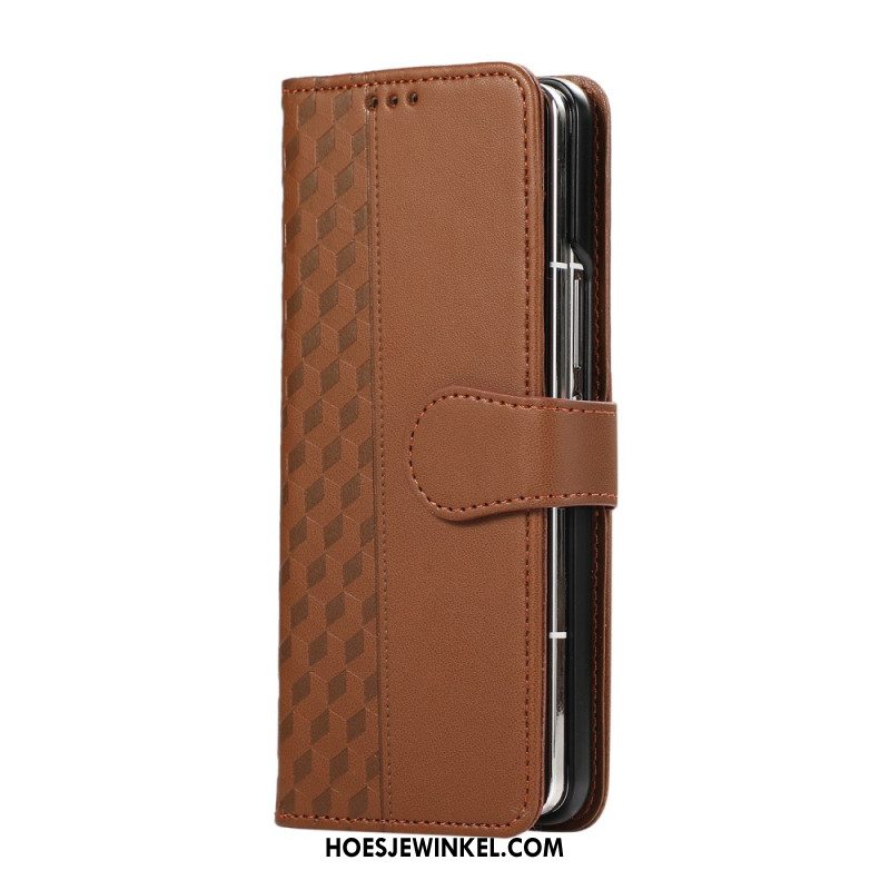 Leren Hoesje Samsung Galaxy Z Fold 7 Reliëfpatroon Met Riempje