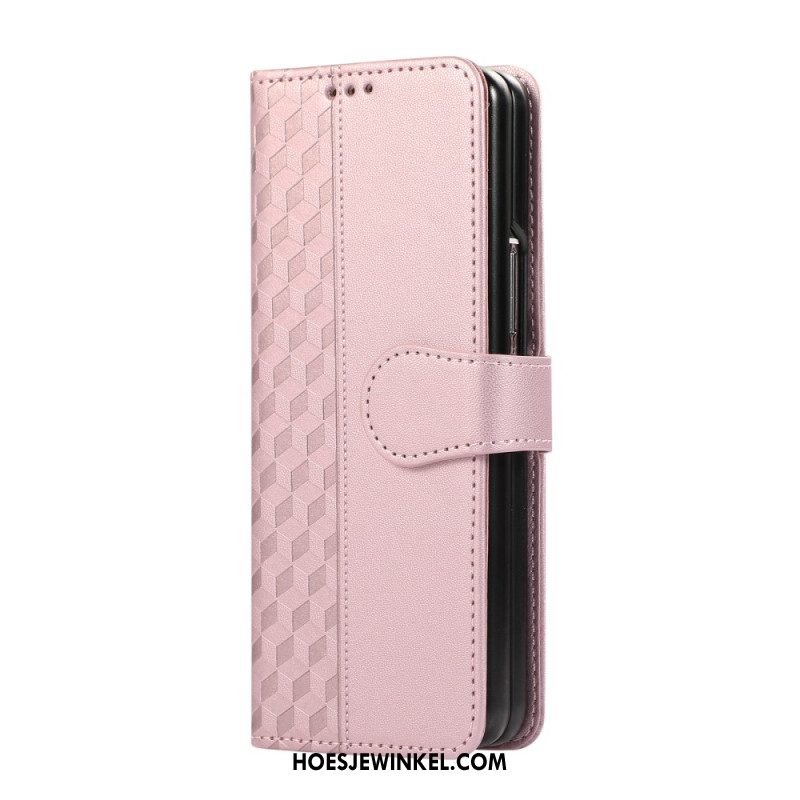 Leren Hoesje Samsung Galaxy Z Fold 7 Reliëfpatroon Met Riempje