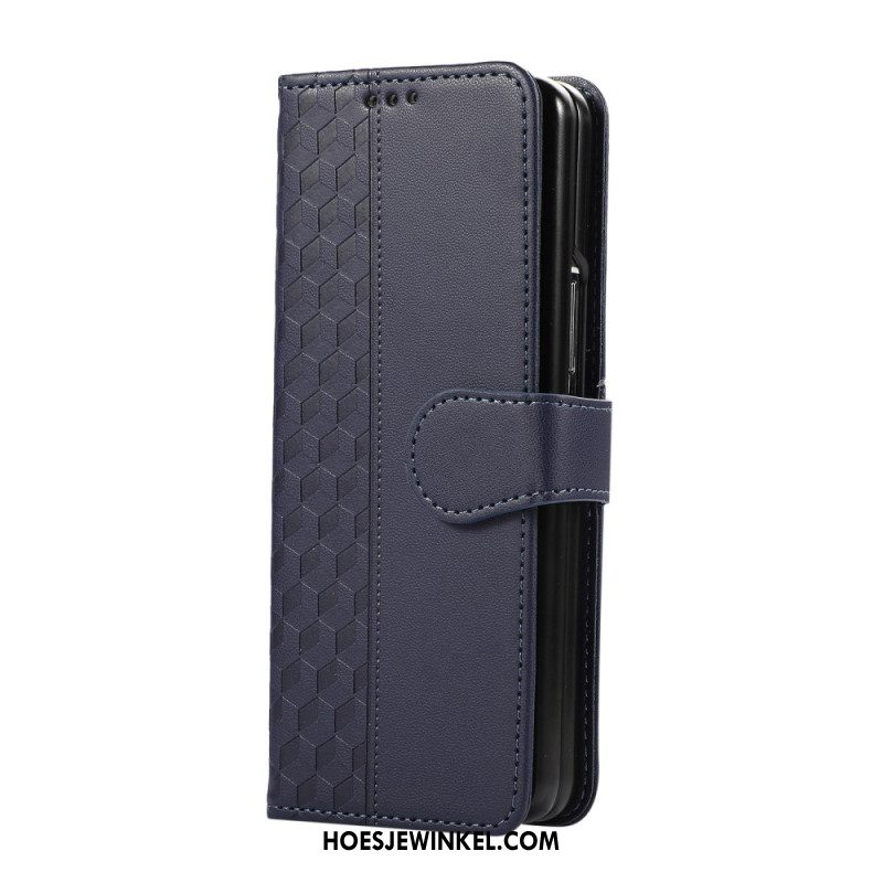 Leren Hoesje Samsung Galaxy Z Fold 7 Reliëfpatroon Met Riempje