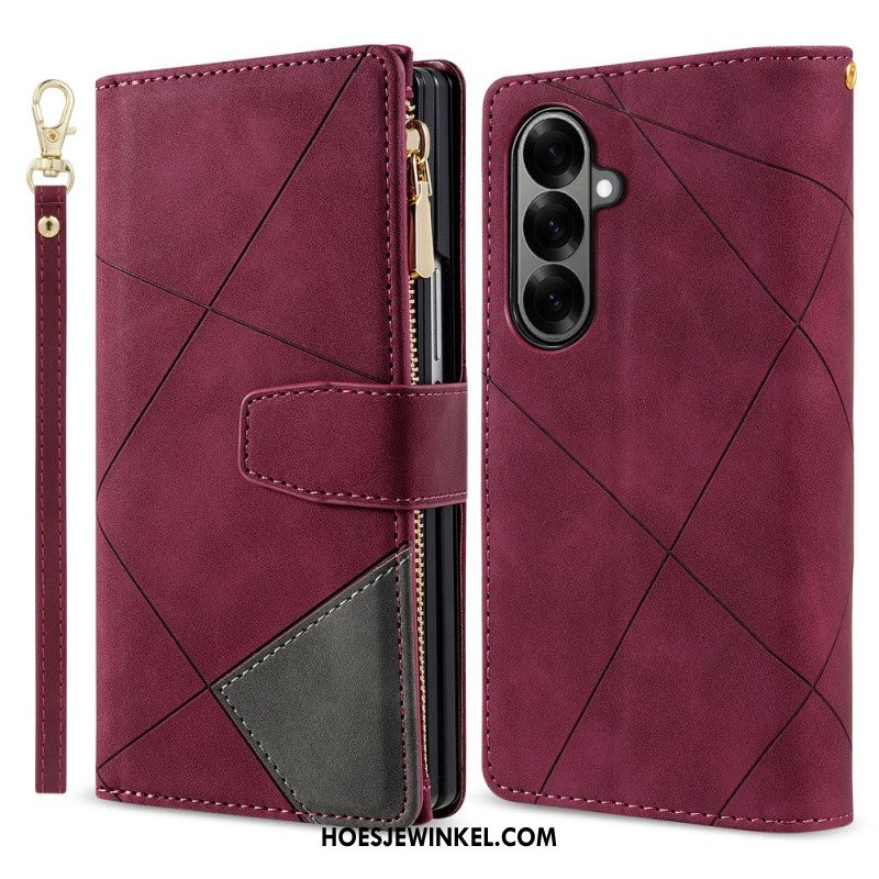 Leren Hoesje Samsung Galaxy Z Fold 7 Tweekleurige Portemonnee Bescherming Hoesje
