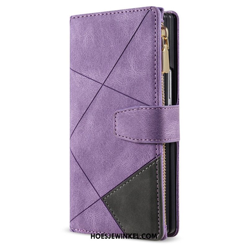 Leren Hoesje Samsung Galaxy Z Fold 7 Tweekleurige Portemonnee Bescherming Hoesje