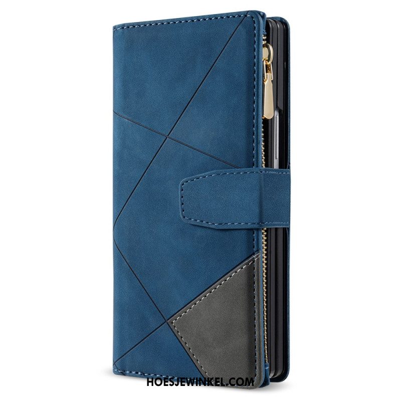Leren Hoesje Samsung Galaxy Z Fold 7 Tweekleurige Portemonnee Bescherming Hoesje