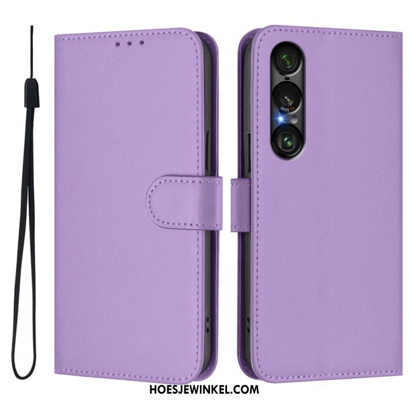Leren Hoesje Sony Xperia 1 Vii Monochroom Bescherming Hoesje