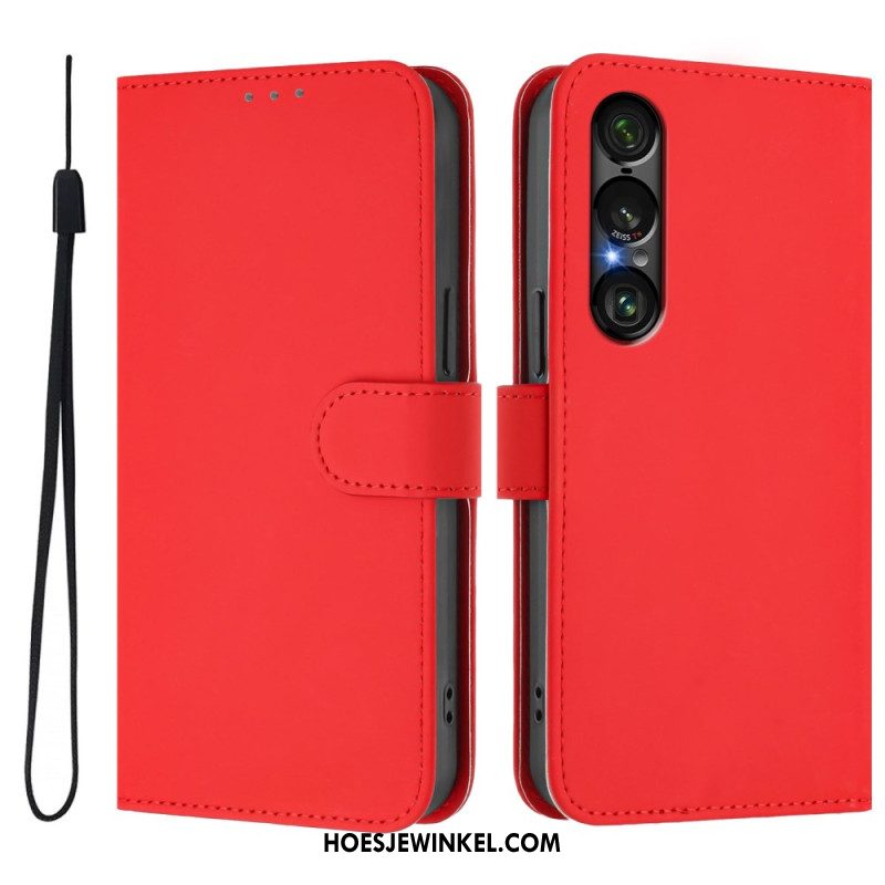 Leren Hoesje Sony Xperia 1 Vii Monochroom Bescherming Hoesje