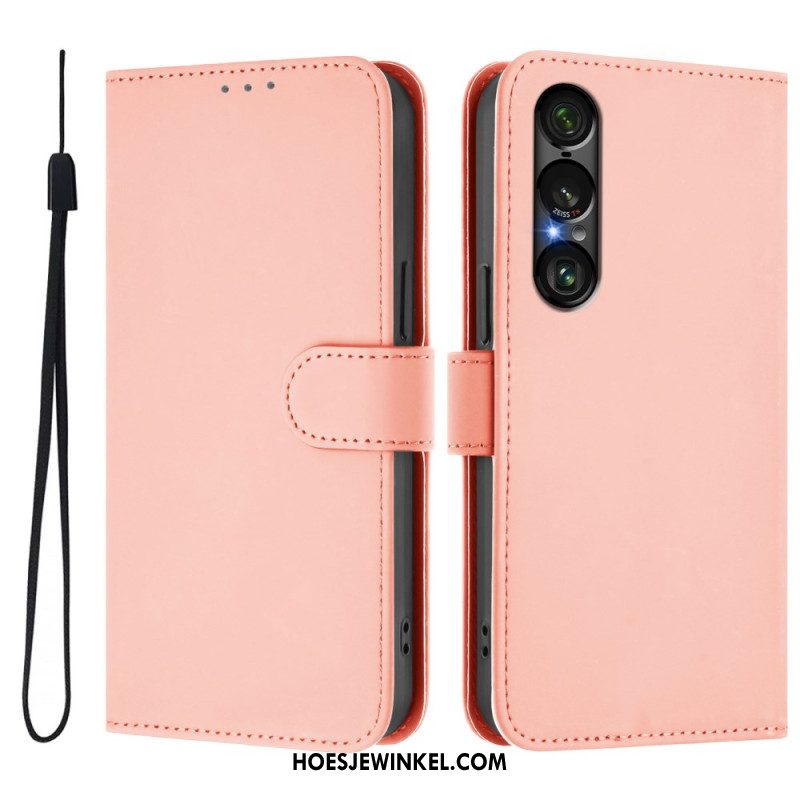 Leren Hoesje Sony Xperia 1 Vii Monochroom Bescherming Hoesje