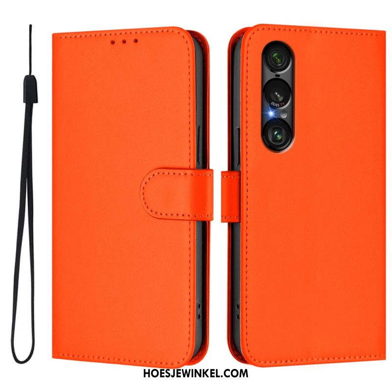 Leren Hoesje Sony Xperia 1 Vii Monochroom Bescherming Hoesje