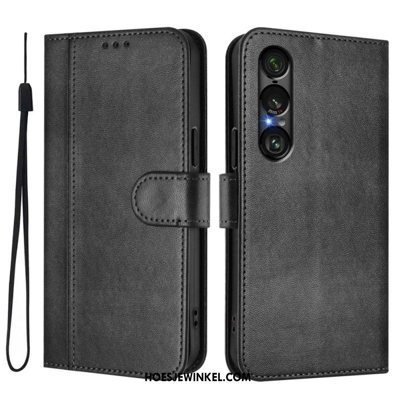 Leren Hoesje Sony Xperia 1 Vii Retro Design Bescherming Hoesje