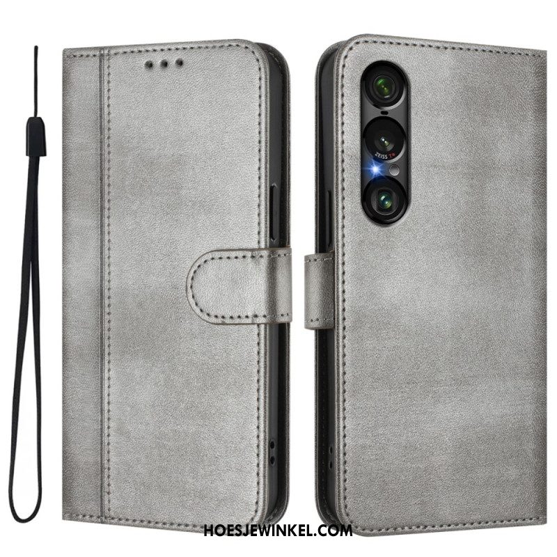 Leren Hoesje Sony Xperia 1 Vii Retro Design Bescherming Hoesje