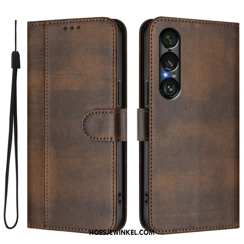 Leren Hoesje Sony Xperia 1 Vii Retro Design Bescherming Hoesje