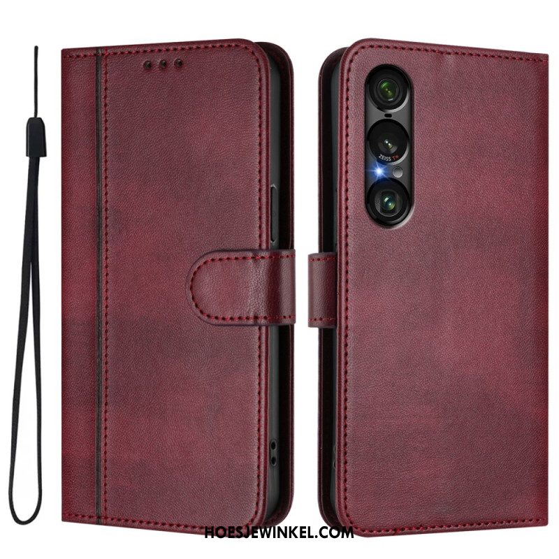 Leren Hoesje Sony Xperia 1 Vii Retro Design Bescherming Hoesje
