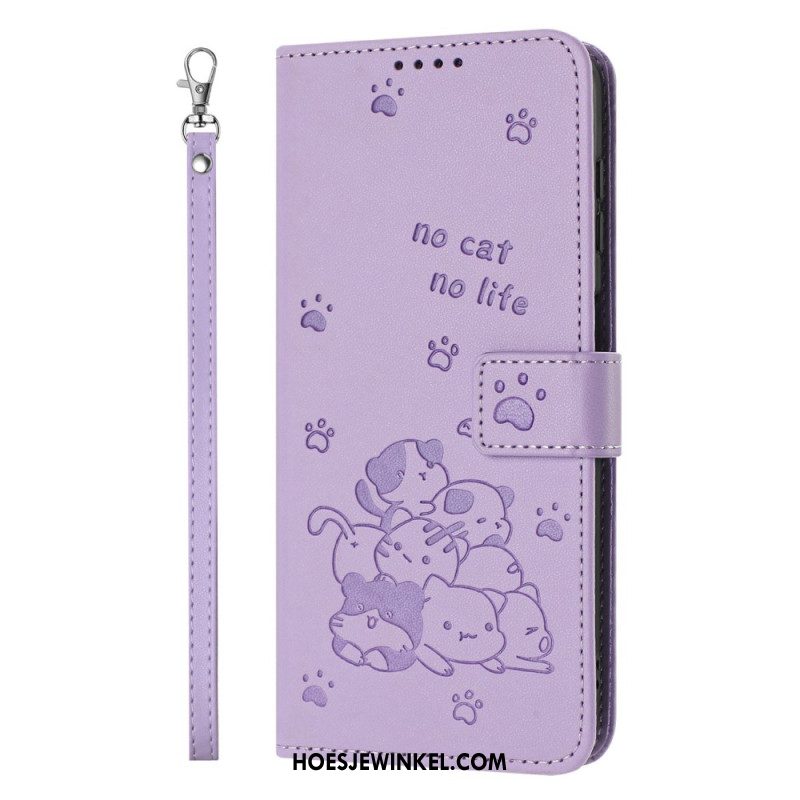 Leren Hoesje Sony Xperia 10 Vii Katten Met Bandje