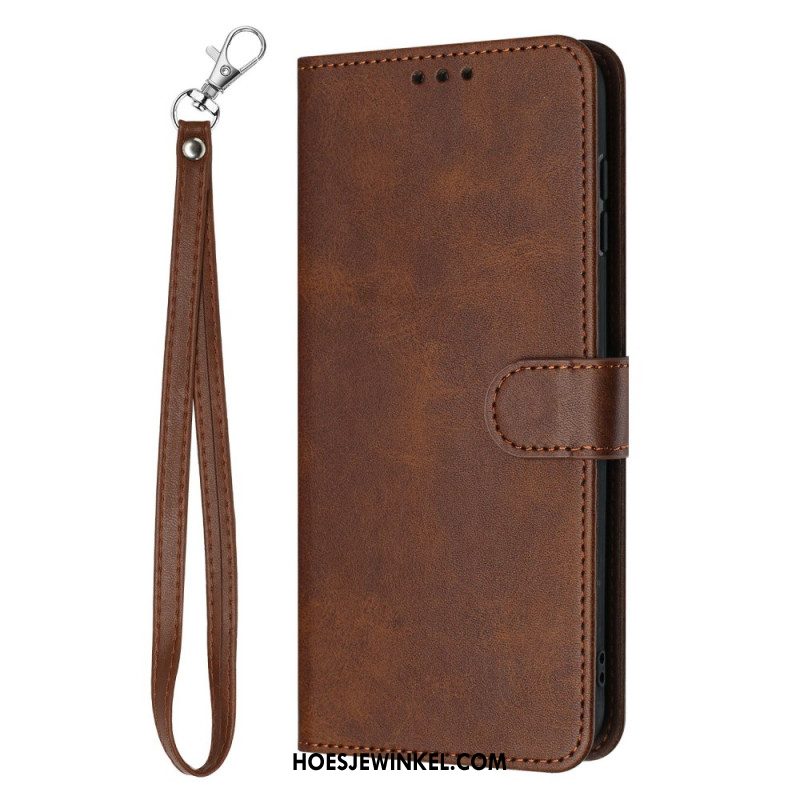 Leren Hoesje Sony Xperia 10 Vii Leer-effect Met Bandje Bescherming Hoesje