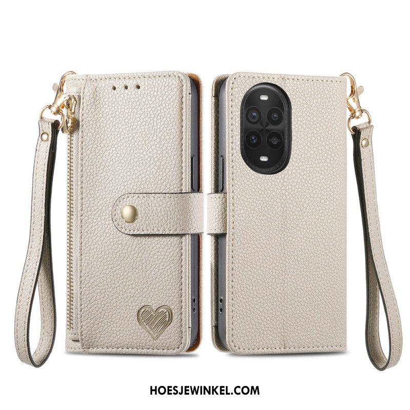 Leren Hoesje Voor Huawei Nova 13 Pro Hartvormig Ontwerp Rfid-bescherming