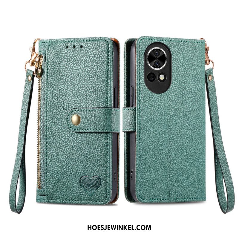 Leren Hoesje Voor Huawei Nova 13 Rfid-portemonnee Met Hart