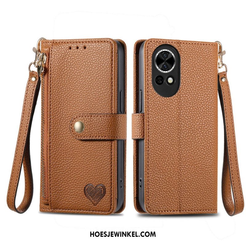 Leren Hoesje Voor Huawei Nova 13 Rfid-portemonnee Met Hart