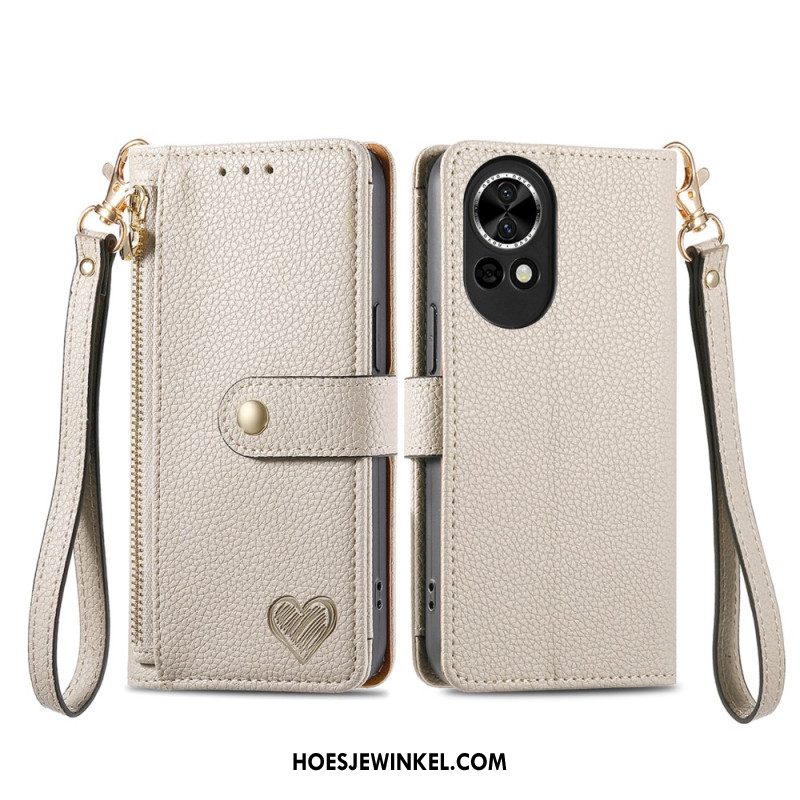 Leren Hoesje Voor Huawei Nova 13 Rfid-portemonnee Met Hart