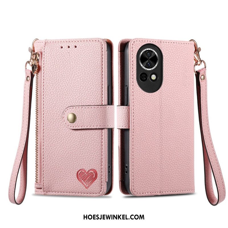 Leren Hoesje Voor Huawei Nova 13 Rfid-portemonnee Met Hart