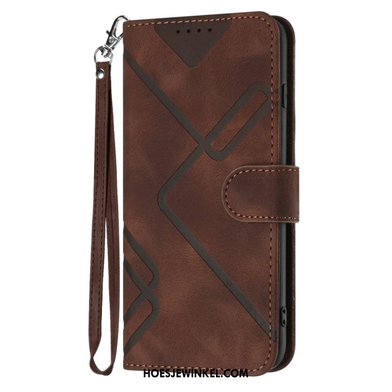 Leren Hoesje Voor Oneplus 12 5g Retrostijl Met Riem