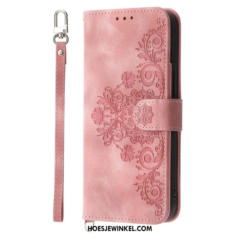 Leren Hoesje Voor Oneplus 13r Suède Kant-effect Met Riem En Schouderband