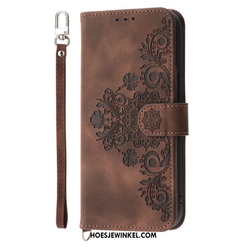 Leren Hoesje Voor Oneplus 13r Suède Kant-effect Met Riem En Schouderband