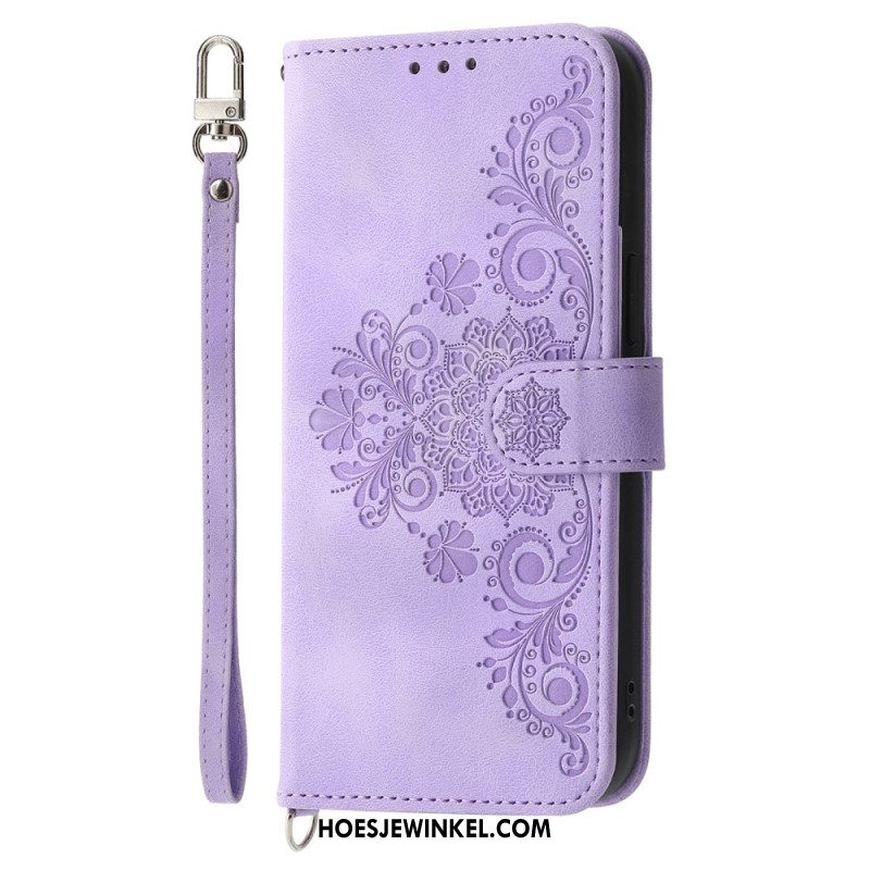 Leren Hoesje Voor Oneplus 13r Suède Kant-effect Met Riem En Schouderband