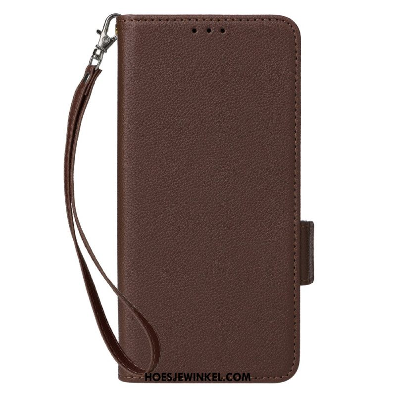 Leren Hoesje Voor Oneplus Nord 4 Bandje Met Lychee-textuur