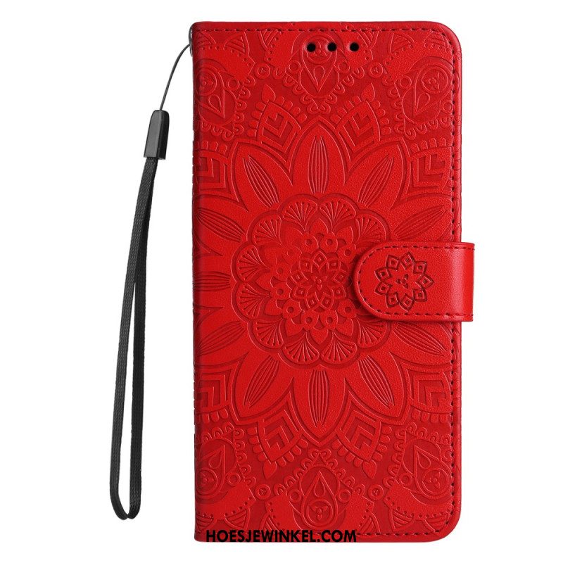 Leren Hoesje Voor Oneplus Nord 4 Bandje Met Zonnebloempatroon