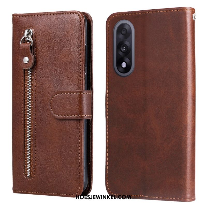 Leren Hoesje Voor Oneplus Nord 5 Etui Met Rits