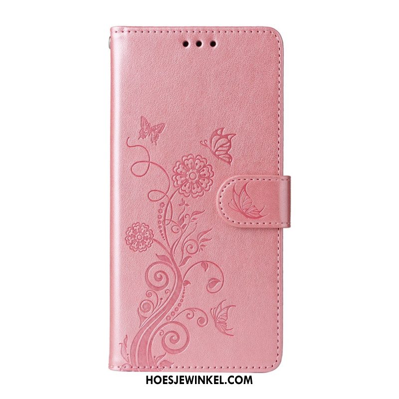 Leren Hoesje Voor Oppo Find X9 5g Bloemen- En Vlinderpatroon