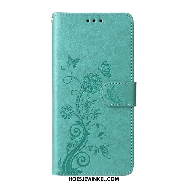 Leren Hoesje Voor Oppo Find X9 5g Bloemen- En Vlinderpatroon