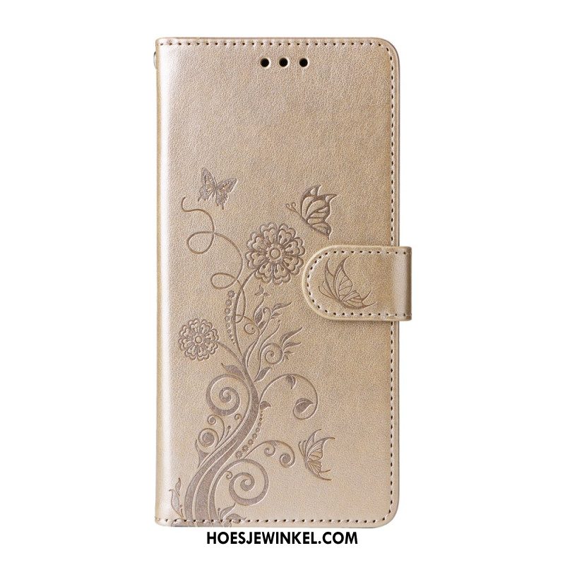 Leren Hoesje Voor Oppo Find X9 5g Bloemen- En Vlinderpatroon
