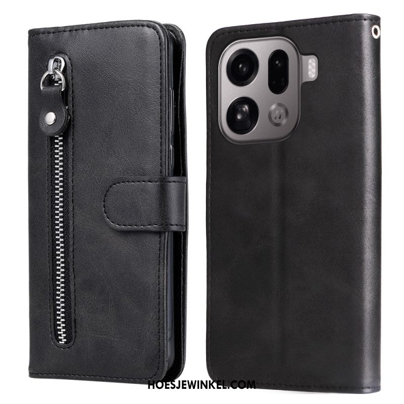 Leren Hoesje Voor Oppo Find X9 Pro 5g Vak Met Rits