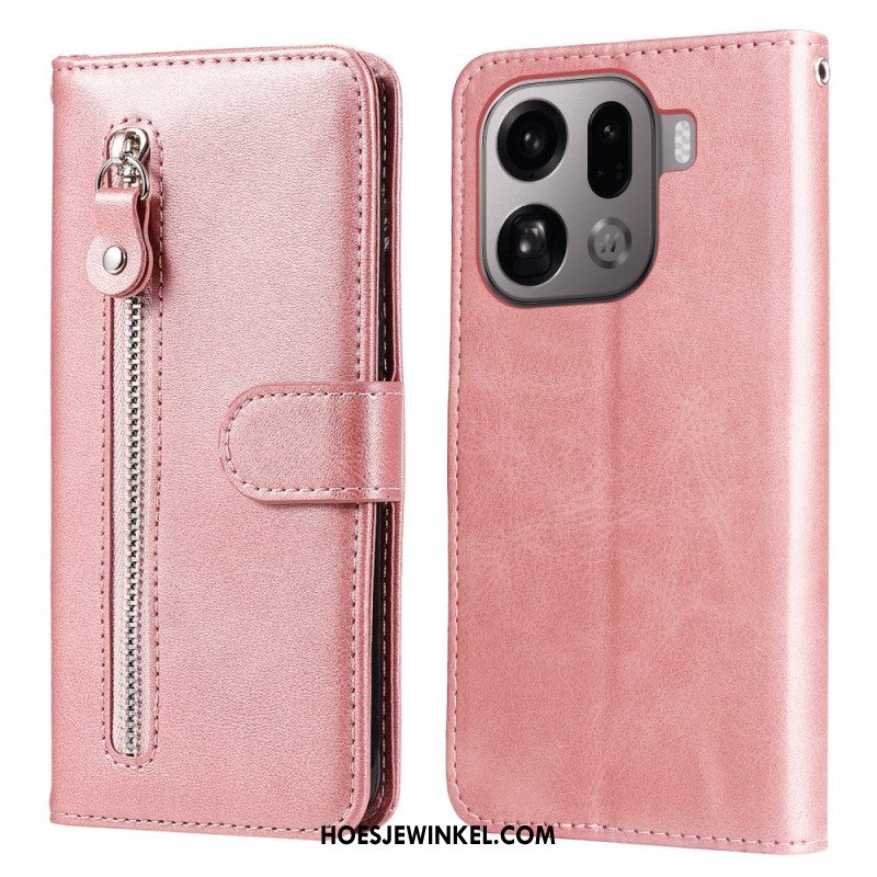 Leren Hoesje Voor Oppo Find X9 Pro 5g Vak Met Rits