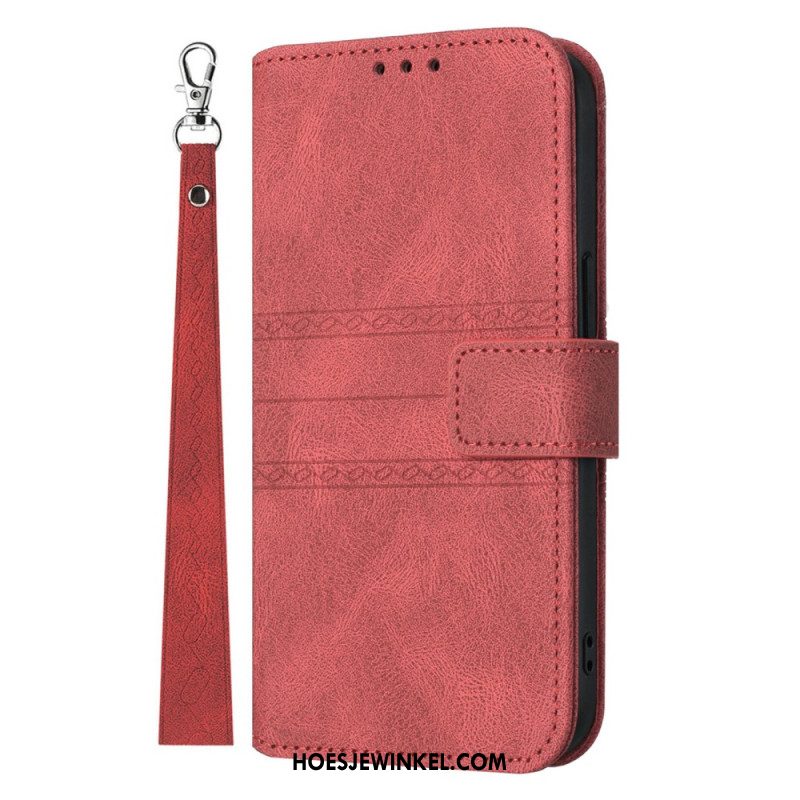 Leren Hoesje Voor Oppo Reno 13 5g Dubbele Fries Met Bandje