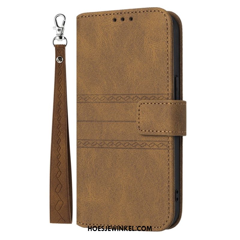 Leren Hoesje Voor Oppo Reno 13 5g Dubbele Fries Met Bandje