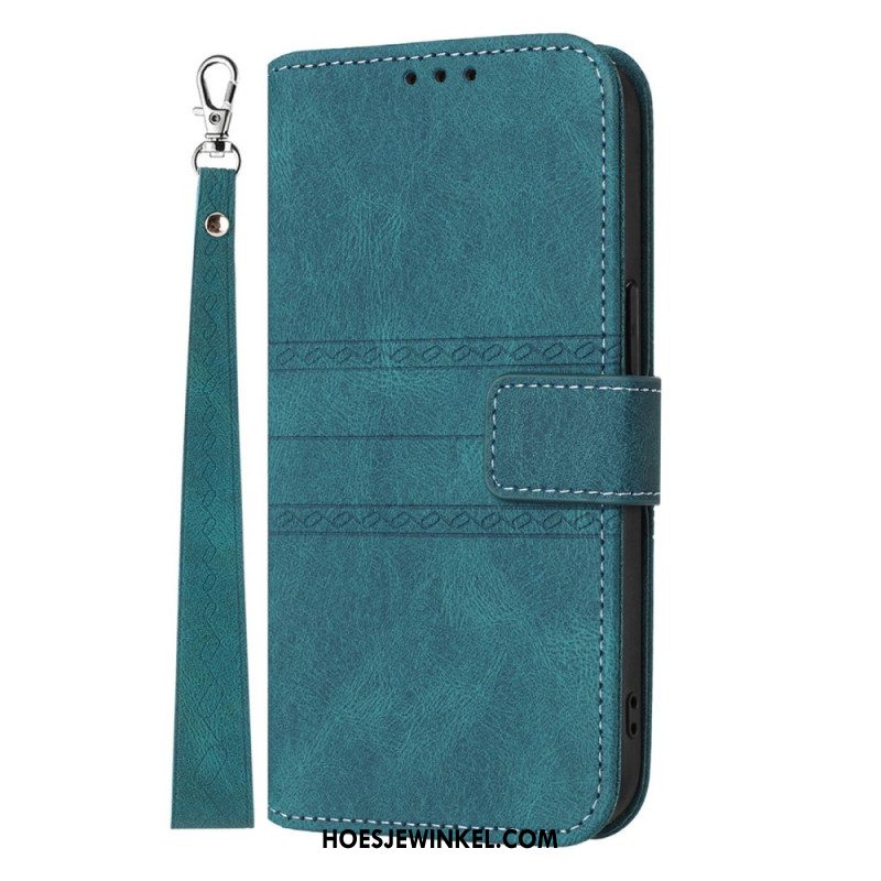 Leren Hoesje Voor Oppo Reno 13 5g Dubbele Fries Met Bandje
