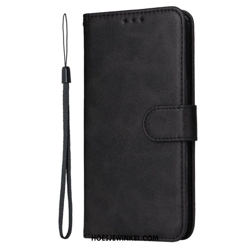 Leren Hoesje Voor Oppo Reno 13 Pro 5g Effen Kunstleren Band