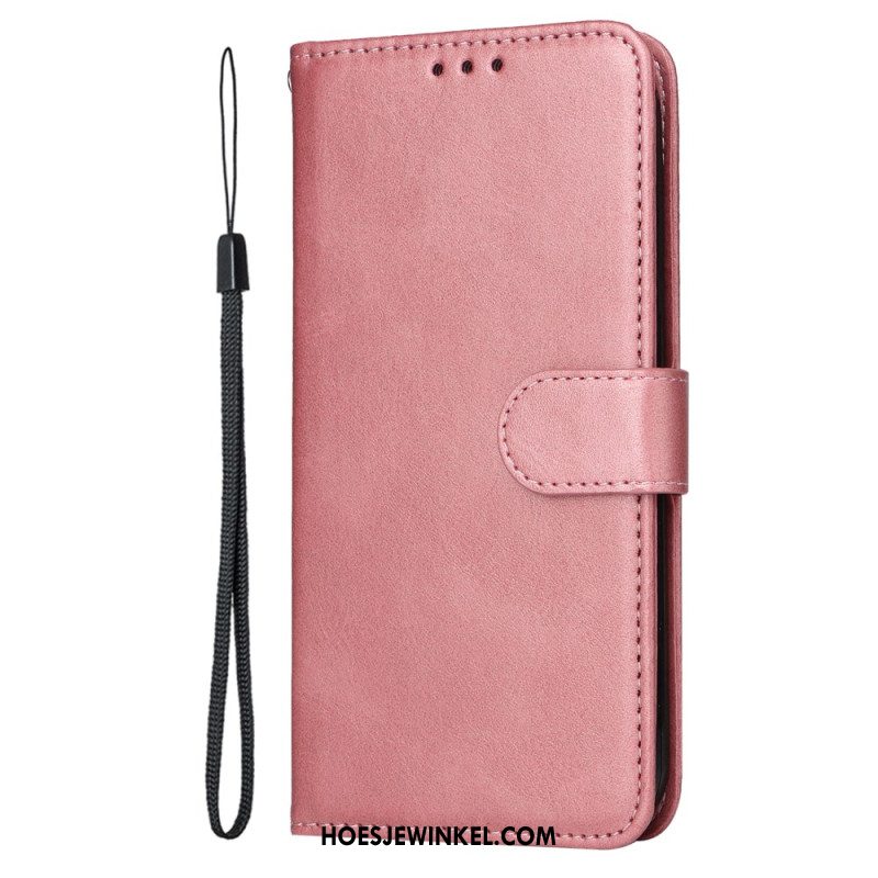 Leren Hoesje Voor Oppo Reno 13 Pro 5g Effen Kunstleren Band