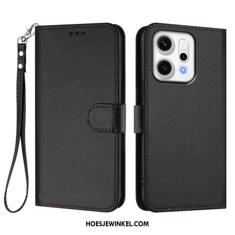 Leren Hoesje Voor Oppo Reno 14 Pro 5g Portemonnee Met Bandje