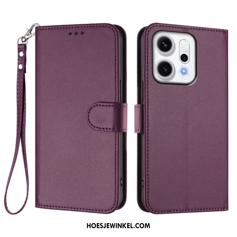 Leren Hoesje Voor Oppo Reno 14 Pro 5g Portemonnee Met Bandje