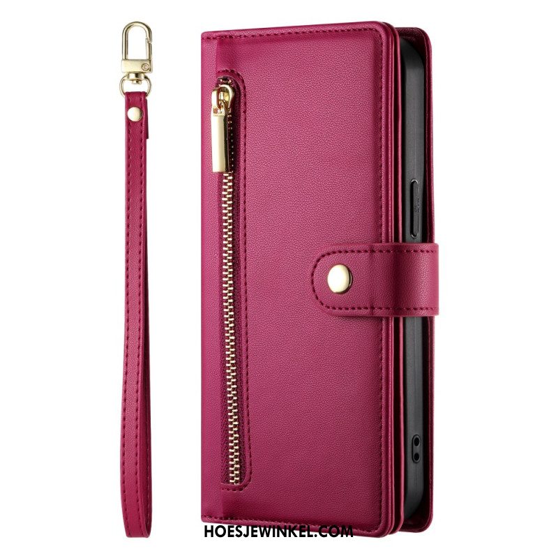 Leren Hoesje Voor Oppo Reno 14f 5g Portemonnee Met Riempje En Schouderriem