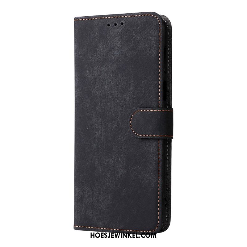 Leren Hoesje Voor Oppo Reno 14f 5g Rfid-bescherming Suède-effect Met Riempje