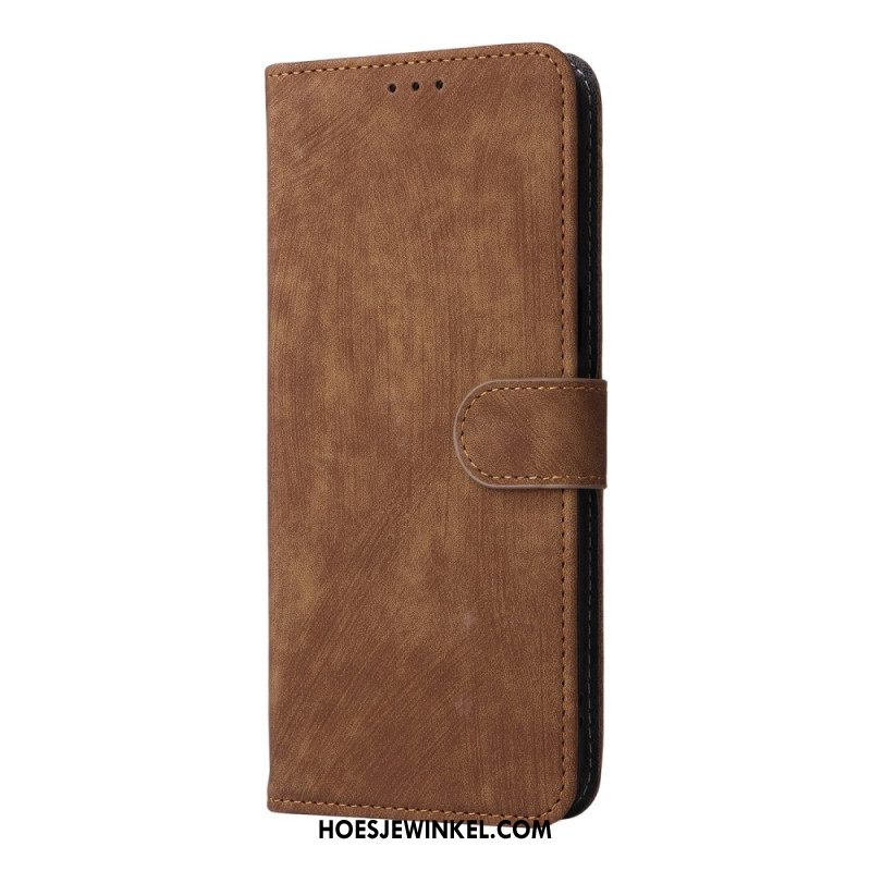 Leren Hoesje Voor Oppo Reno 14f 5g Rfid-bescherming Suède-effect Met Riempje