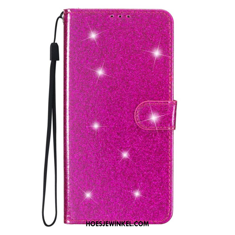 Leren Hoesje Voor Samsung Galaxy A15 5g Pailletten Met Bandjes