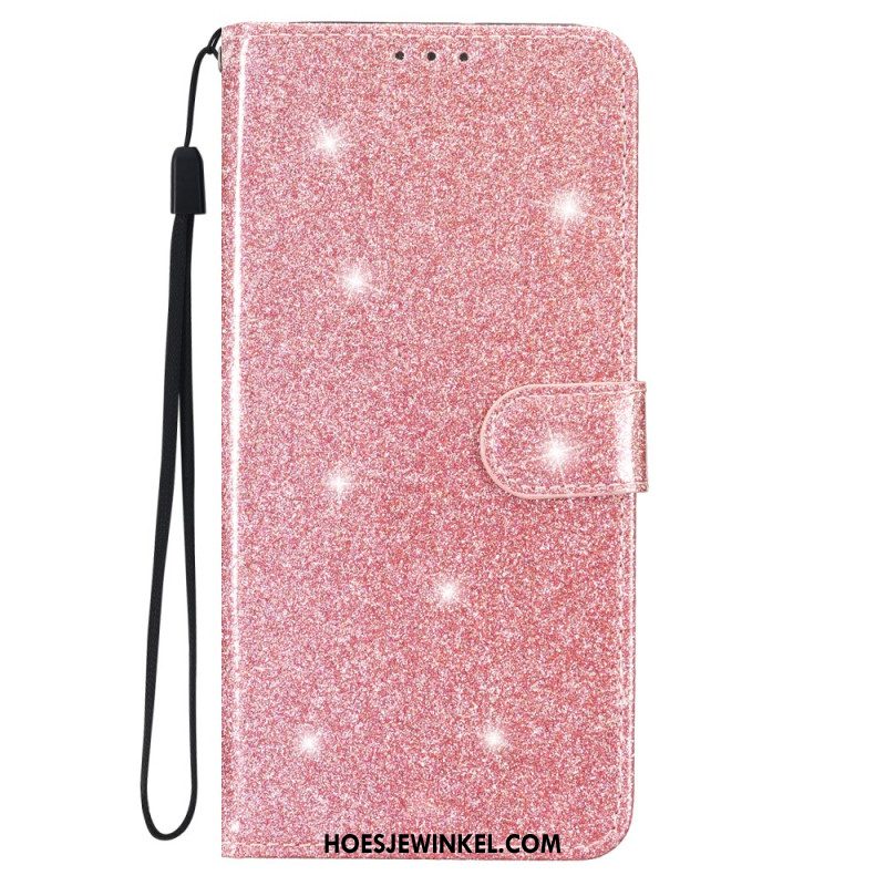 Leren Hoesje Voor Samsung Galaxy A15 5g Pailletten Met Bandjes