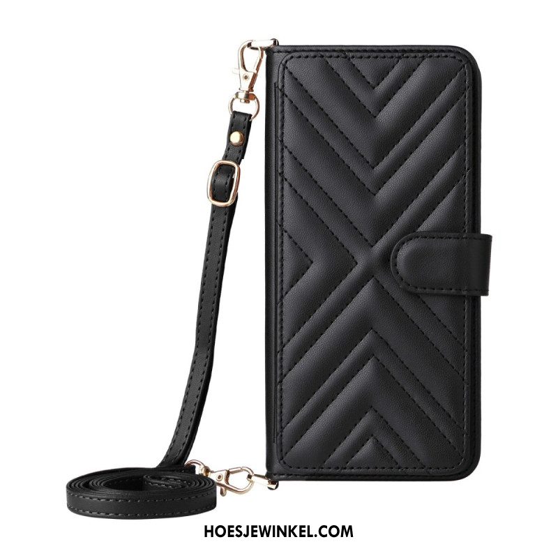 Leren Hoesje Voor Samsung Galaxy A17 4g / 5g Gewatteerd Met Schouderband En Polsband