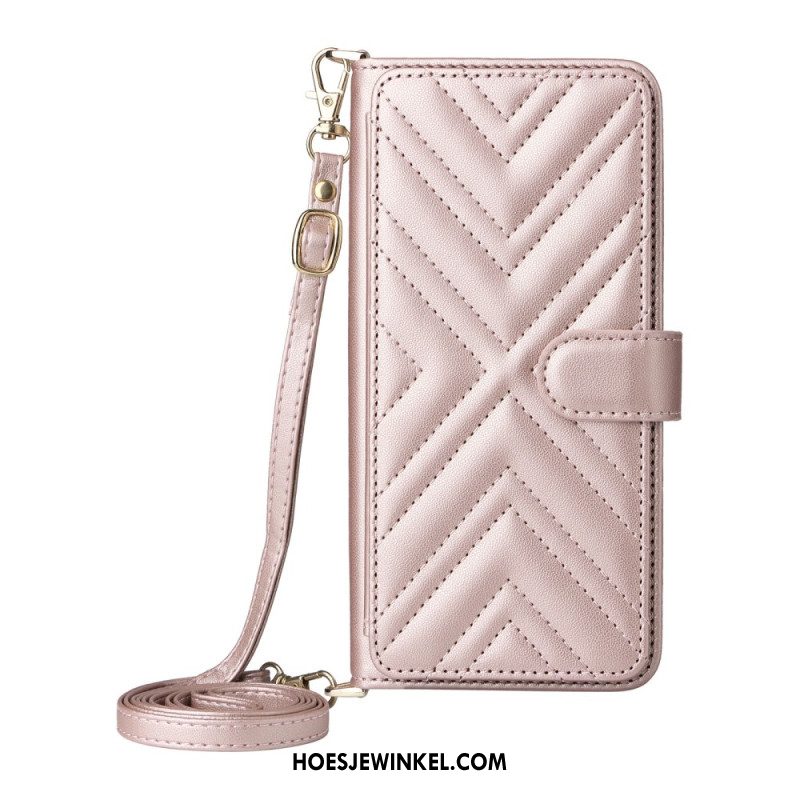 Leren Hoesje Voor Samsung Galaxy A17 4g / 5g Gewatteerd Met Schouderband En Polsband