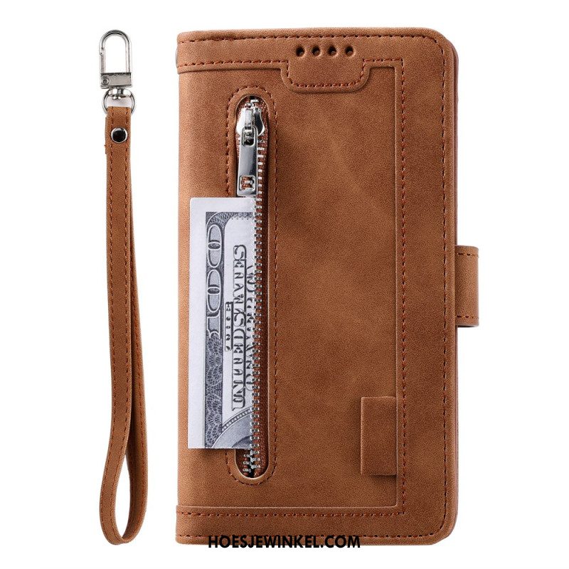 Leren Hoesje Voor Samsung Galaxy A17 4g / 5g Vintage Portemonnee Met 9 Kaartsleuven